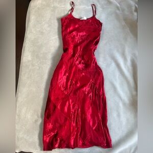 Vintage Newport News Bright Red Patchwork Maxi Dress.